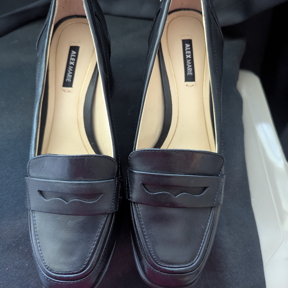 Alex Marie Black Leather Women's Loafers